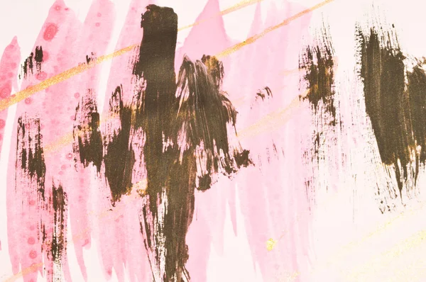 Abstract pink, black and gold watercolor splashes in vintage nostalgic colors.