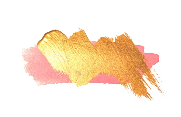 Abstract Aquarel Van Gouden Roze Vlekken Witte Achtergrond Voor Ontwerp — Stockfoto