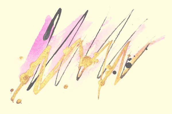 Абстрактные Розовые Черные Золотые Акварели Винтажных Ностальгических Тонах — стоковое фото