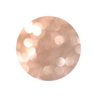 Yuvarlak gül altın glitter bokeh ışıkları beyaz arka plan üzerinde izole ile. Metin, tasarım öğesi için yer olarak kullanılabilir