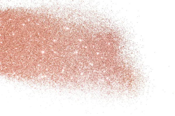 Rose gold glitter on white background in vintage colors