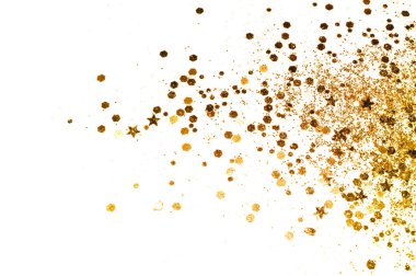 Tasarımınız için beyaz arka plan üzerinde altın parıltılı arka plan