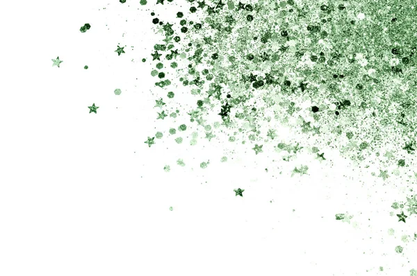 Grüner Glanz Funkelt Auf Weißem Hintergrund — Stockfoto