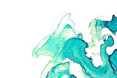 Alkol mürekkep çizim, beyaz arka plan üzerinde suluboya mavi leke