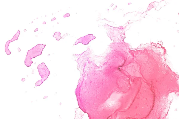 Алкогольные Чернила Рисунок Акварель Розовое Пятно Белом Фоне — стоковое фото
