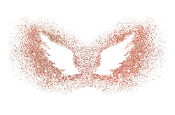 Abstract Wings Rose Gold Glitter White Background Interesting Beautiful Element — Stock Photo, Image