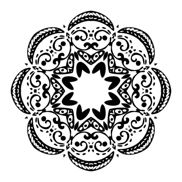 Черная Мандала Белом Фоне Декоративный Декоративный Элемент Векторная Иллюстрация — стоковый вектор