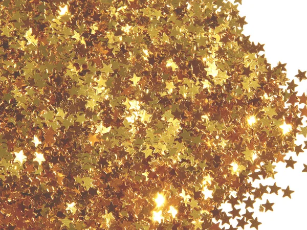Блестящие Золотые Звезды Белом Фоне — стоковое фото
