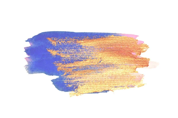 Taches Aquarelle Dorées Bleues Abstraites Sur Fond Blanc Pour Votre — Photo