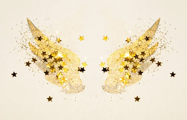 Glitter Glittering Stars Abstract Gold Black Watercolor Wings Vintage Nostalgic — Stock Photo, Image