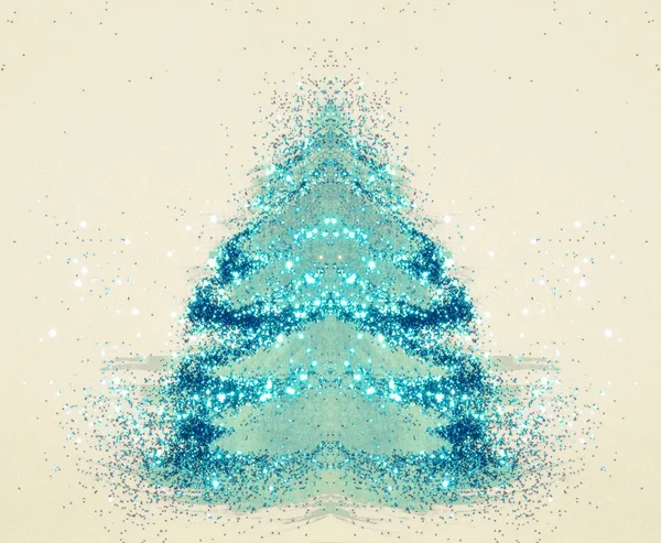 Glitter Sur Aquarelle Bleue Abstraite Sapin Noël Aux Couleurs Nostalgiques — Photo