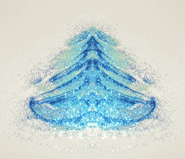 Glitter Sur Aquarelle Bleue Abstraite Sapin Noël Aux Couleurs Nostalgiques — Photo