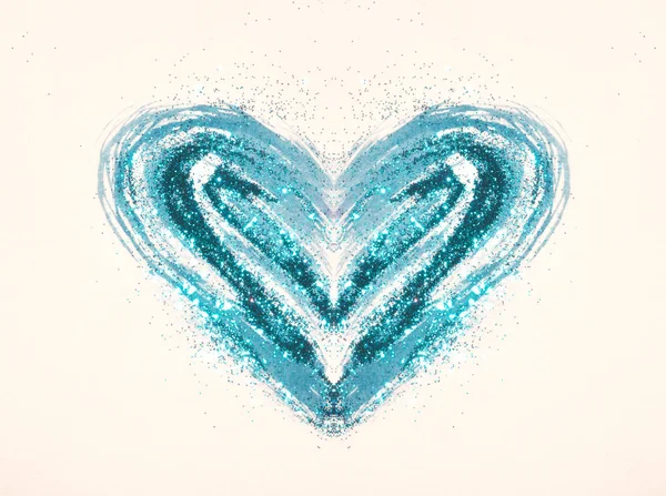 Blauer Glanz Auf Abstrakt Blauem Aquarell Herz Auf Papier Nostalgischen — Stockfoto