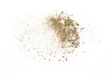 Vintage renklerde beyaz arka planda altın parıltı ve ışıltılı yıldızlar