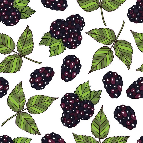 Blackberry Vector Seamless Pattern — Stock Vector