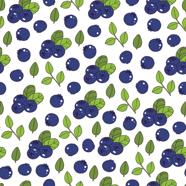 Blueberry Seamless Pattern — Stock Vector
