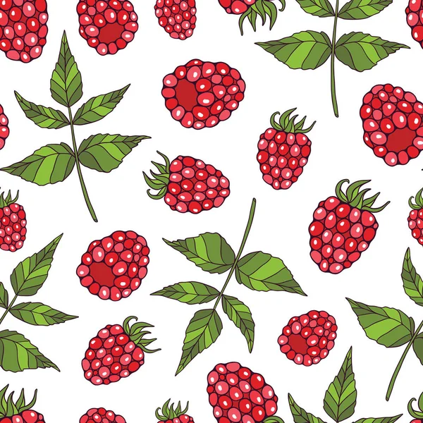 Raspberry Seamless Pattern — Stock Vector