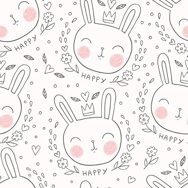 Mignon lapin motif sans couture — Image vectorielle