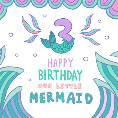 3 numara Mermaid kuyruk vektör çizim ile