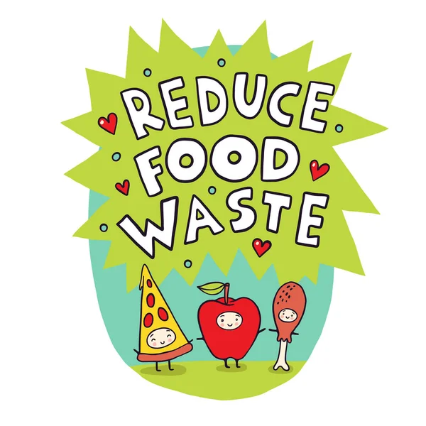 Réduire les déchets alimentaires Illustration vectorielle de bande dessinée — Image vectorielle
