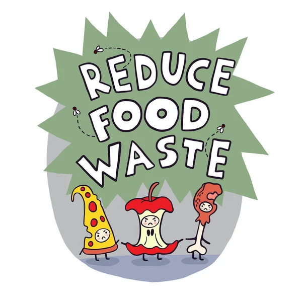 Reduzir Resíduos de Alimentos Cartoon Vector Ilustração —  Vetores de Stock