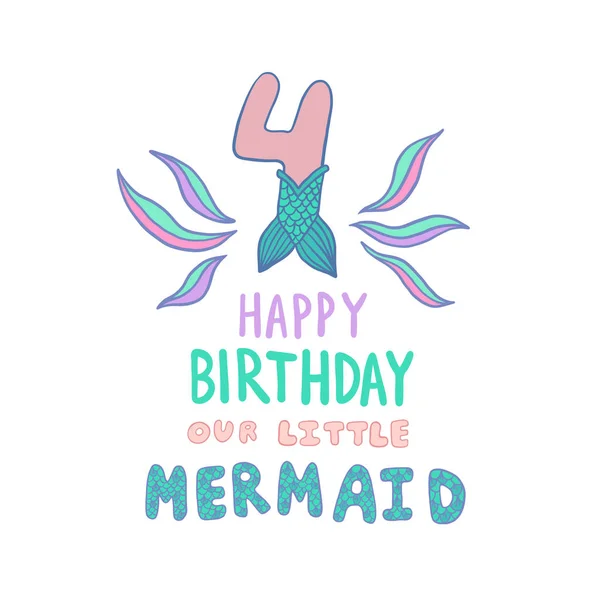 Mermaid kuyruk vektör çizim ile dört numara — Stok Vektör