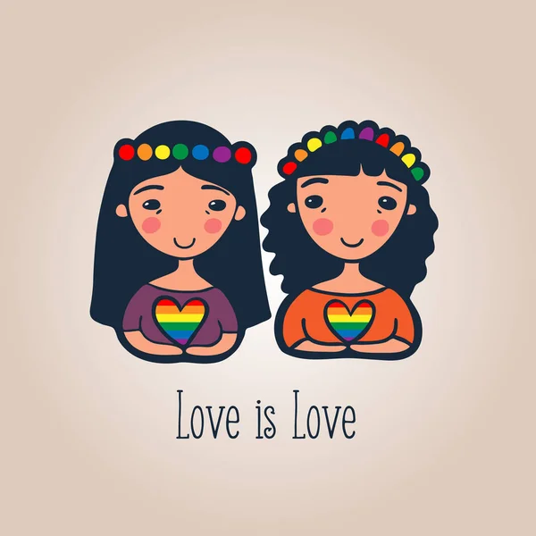 Гомосексуальная пара девочек — стоковый вектор