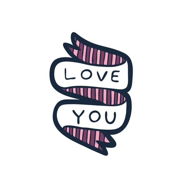 Love You Hand Drawn Letters On Tape — Stock Vector