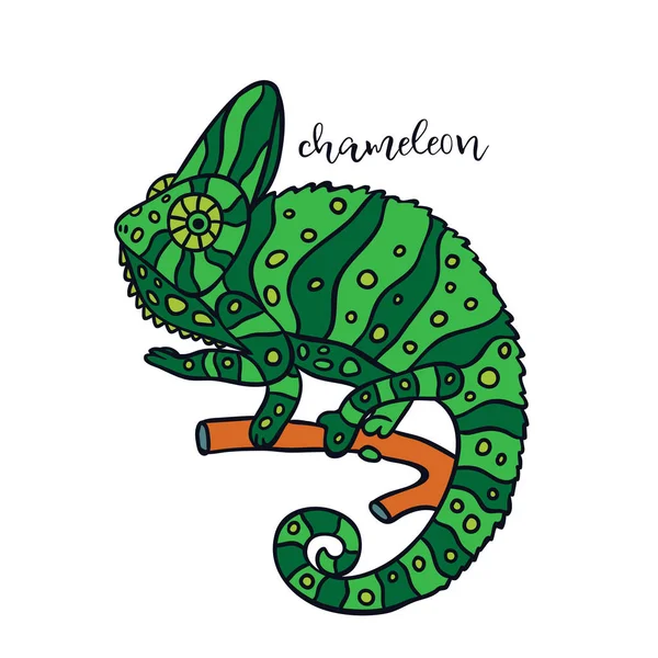 Chameleon Cartoon Icon Illustration — Stock Vector