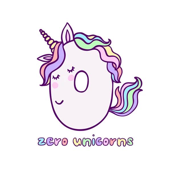 Pequeño lindo cero unicornio carácter vector ilustración — Archivo Imágenes Vectoriales