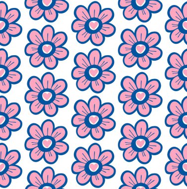 Çiçek ve kalp ile çiçek Seamless modeli