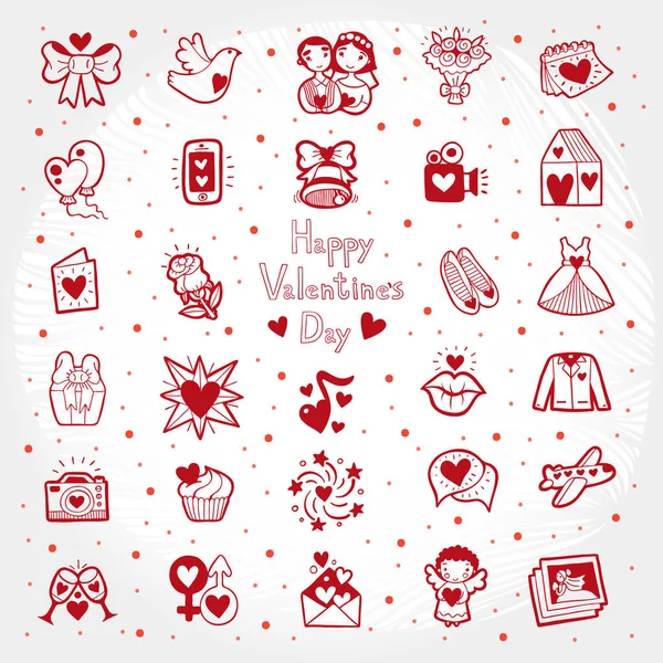 Día de San Valentín Doodle Postal — Vector de stock