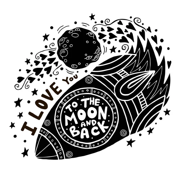 Te amo a la luna y de vuelta — Archivo Imágenes Vectoriales