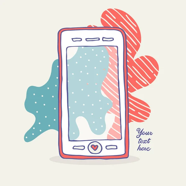 Smartphone en decoratieve elementen-illustraties — Stockvector