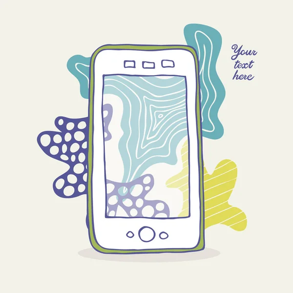 Smartphone en decoratieve elementen-illustraties — Stockvector