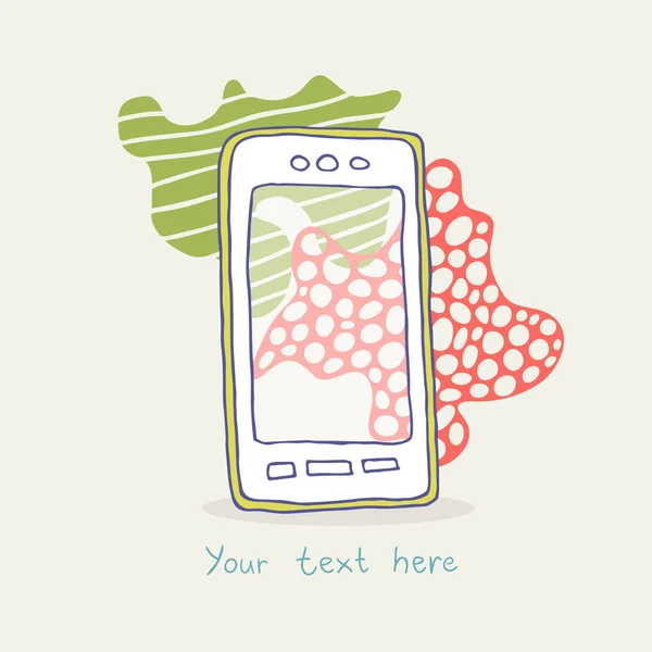 Smartphone en decoratieve elementen-illustraties — Stockvector