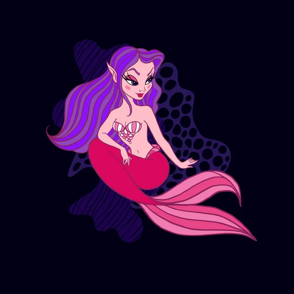 Hermosa sirena vector ilustración — Archivo Imágenes Vectoriales