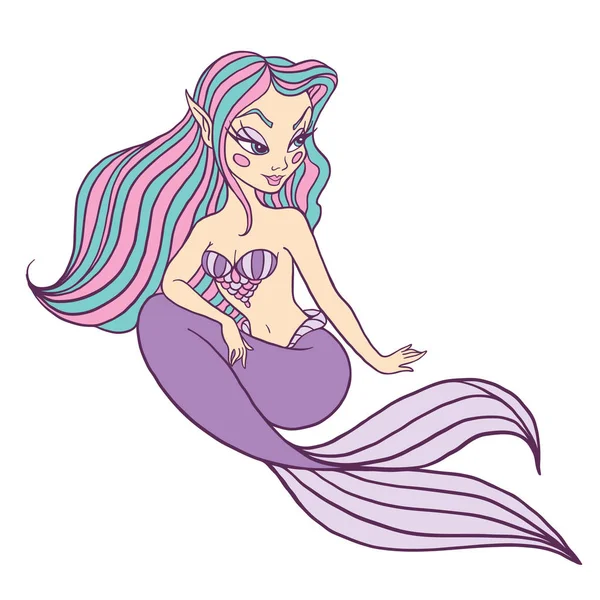 Beautiful Mermaid Vector Illustration — Stock Vector