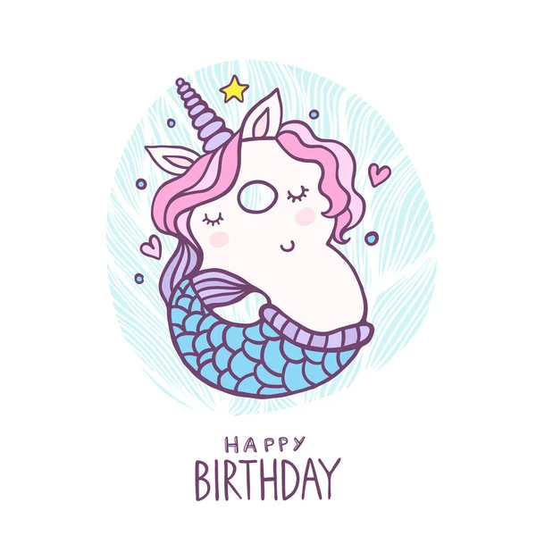 Lindo número ocho sirena unicornio carácter vector ilustración — Vector de stock