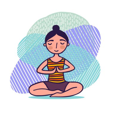 sevimli kız yoga poz