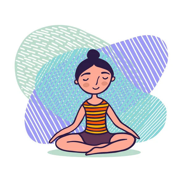 Linda chica en pose de yoga — Vector de stock