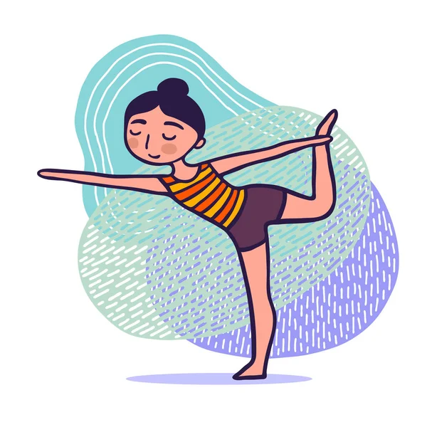 Linda chica en pose de yoga — Vector de stock