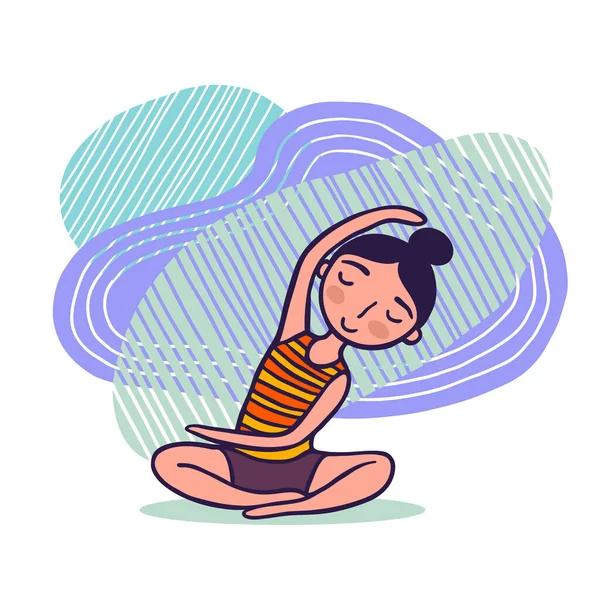 Fille mignonne dans la pose de yoga — Image vectorielle