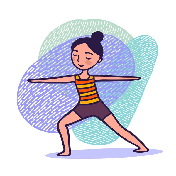 Linda chica en pose de yoga — Archivo Imágenes Vectoriales