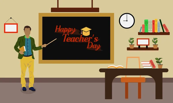 Flat illustration for happy teacher\'s day background poster concept graphic design.
