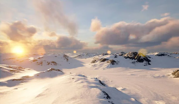 Majestic Mountains Covered Ice Dramatic Cloud Formations — Stock Photo, Image