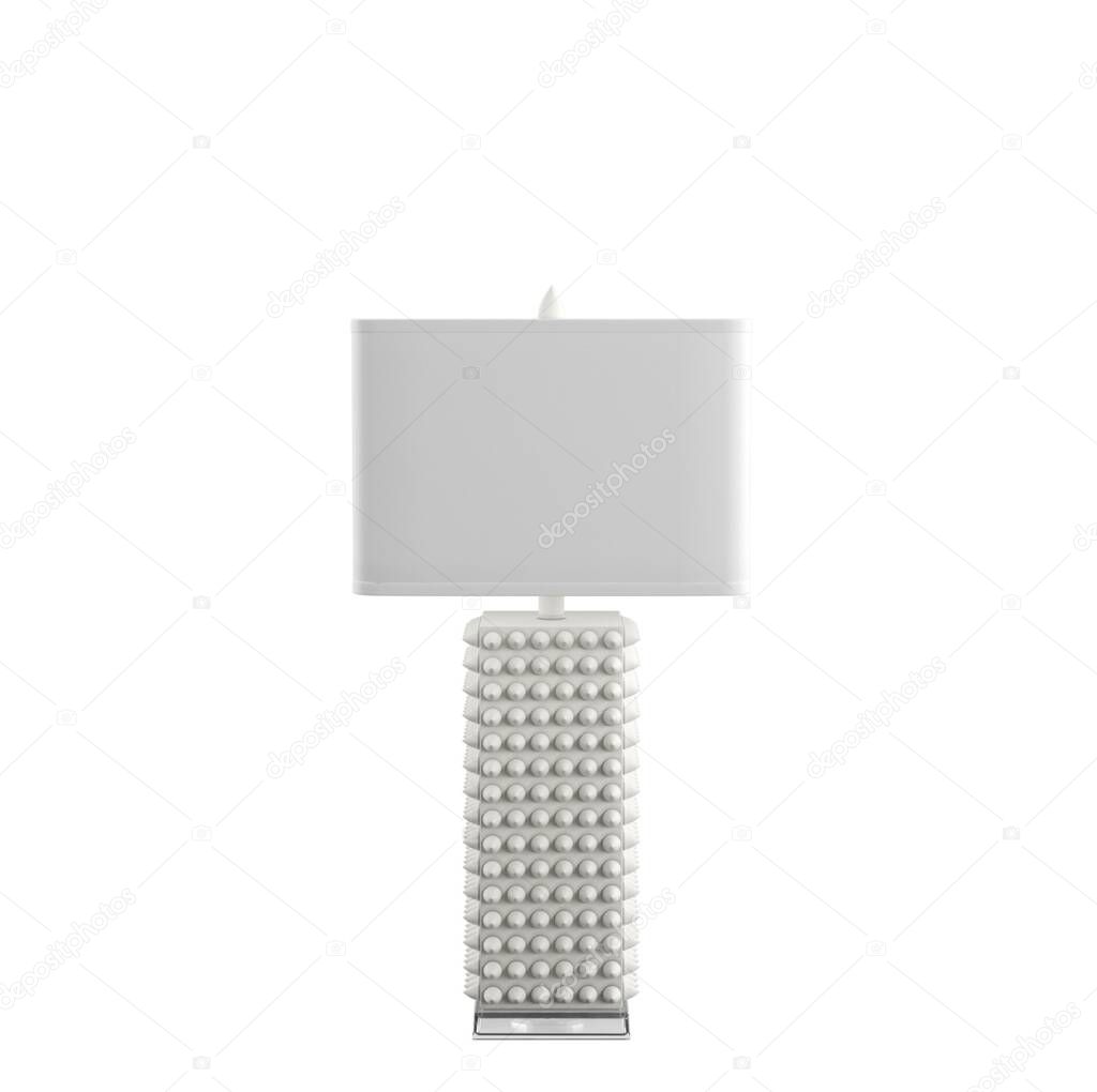 Decorative white table lamp for home interiors, Isolated over white background
