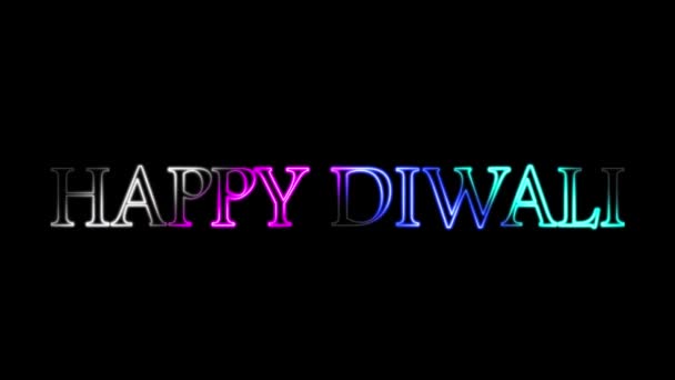 Diwali 3Dテキストアニメーションと異なる色の光の拡散と移動 照明と一緒に言葉や文字に3D効果 3Dテキストアニメーション インドのお祝い — ストック動画