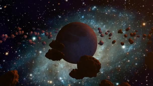 Vista Maestosa Degli Asteroidi Spaziali Nel Sistema Solare Gli Asteroidi — Video Stock