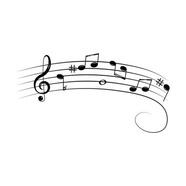 Müzikal tasarım unsuru, notalar, semboller, vektör illüstrasyonu. - Vektör